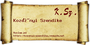 Kozányi Szendike névjegykártya