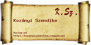 Kozányi Szendike névjegykártya